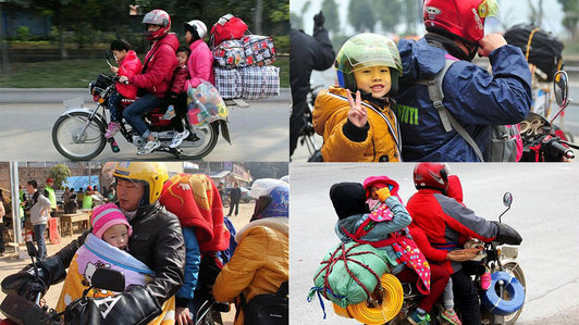 Những đứa trẻ vượt hàng trăm km trên xe máy về quê ăn Tết trong giá lạnh