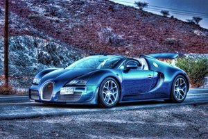 Bức họa Bugatti Veyron Vitesse ở Dubai.